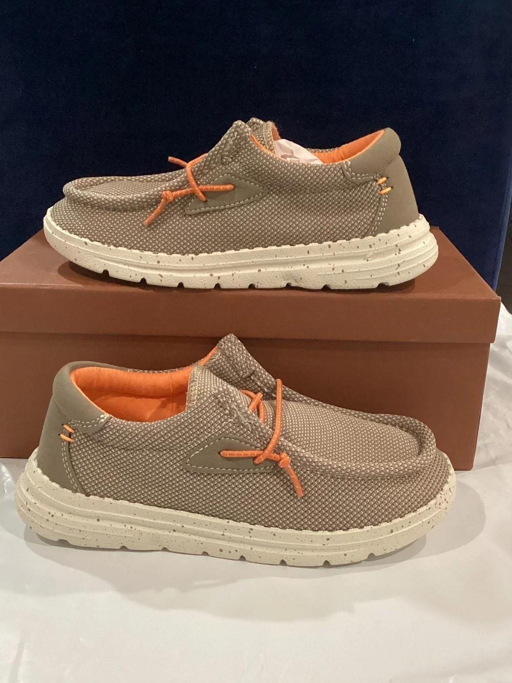 Bruno Marc Kids Casual Slip-On Shoes Size 1 Taupe Orange